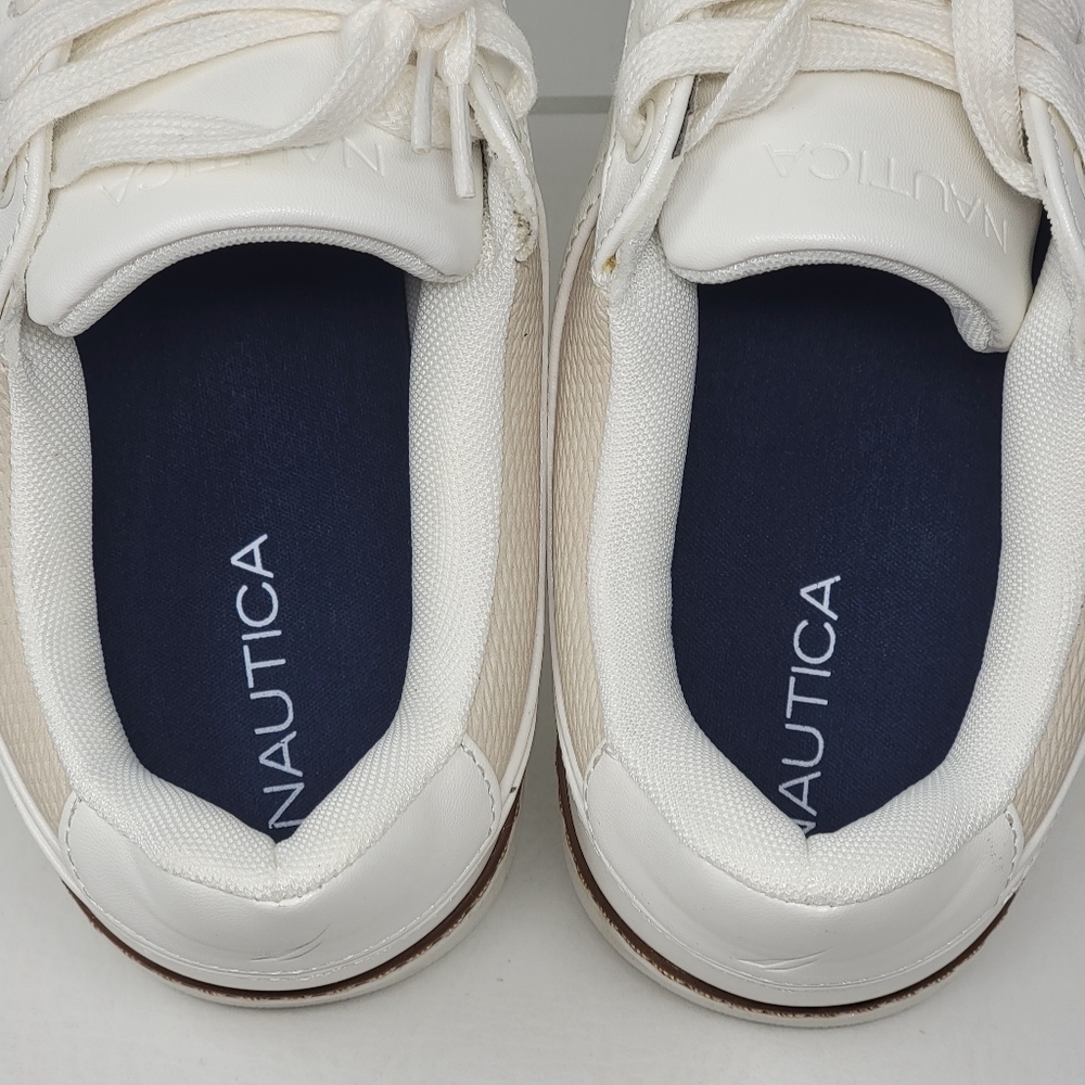 Nautica Turvo Mens Sneakers Size 11 Cream Ivory Lace Up Casual Comfort Shoes New - Picture 8 of 9